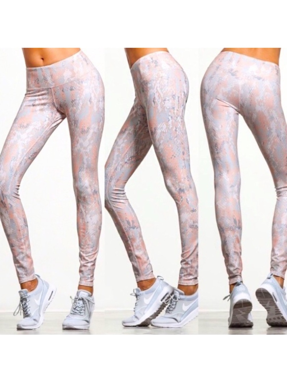 ALO Yoga Women's Pink Marble Print High-Waist Jeggings
